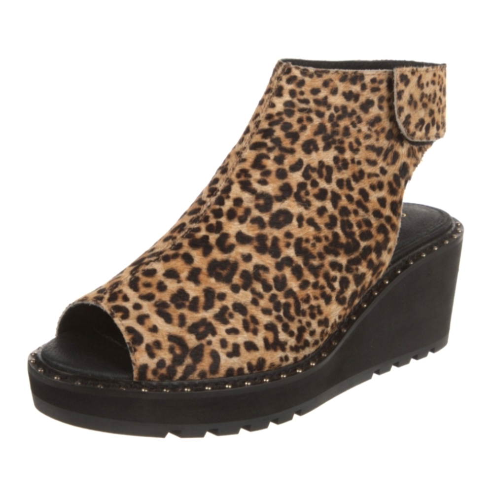 Cecelia New York Anthropologie Gianna Cheetah Calf Hair Leather Wedges 8.5 - Picture 4 of 9